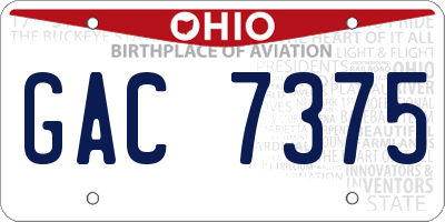 OH license plate GAC7375