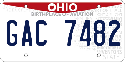 OH license plate GAC7482