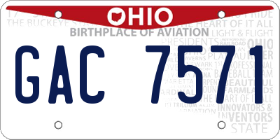OH license plate GAC7571