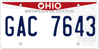 OH license plate GAC7643