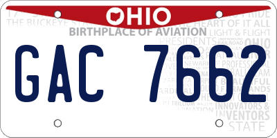 OH license plate GAC7662