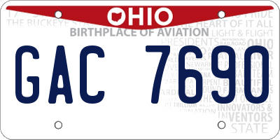 OH license plate GAC7690