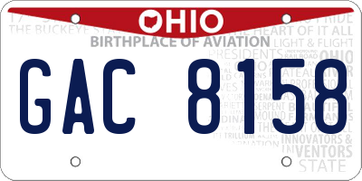 OH license plate GAC8158