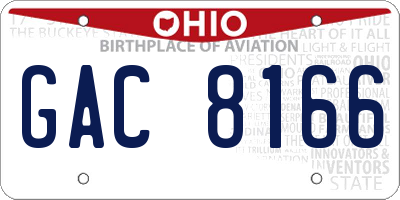 OH license plate GAC8166