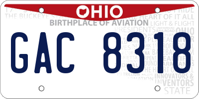 OH license plate GAC8318