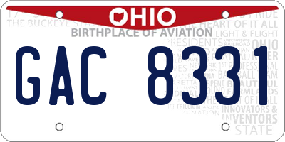 OH license plate GAC8331