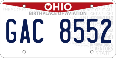 OH license plate GAC8552