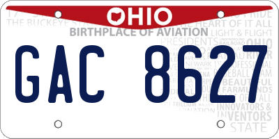 OH license plate GAC8627
