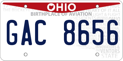 OH license plate GAC8656