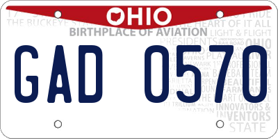 OH license plate GAD0570