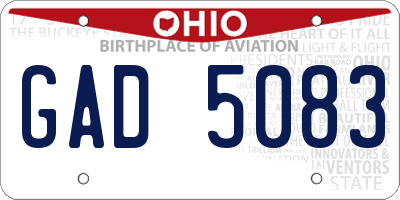 OH license plate GAD5083
