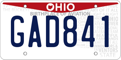OH license plate GAD841