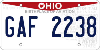 OH license plate GAF2238