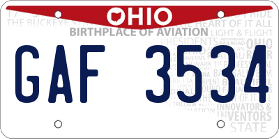 OH license plate GAF3534
