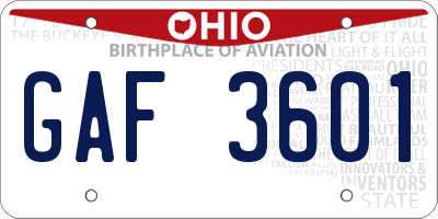 OH license plate GAF3601