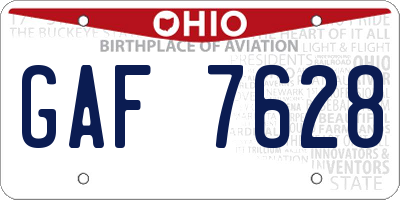 OH license plate GAF7628