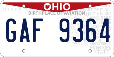 OH license plate GAF9364