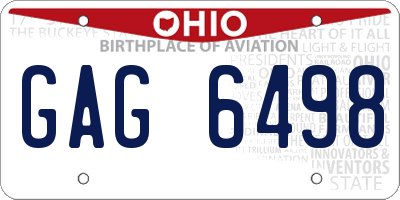OH license plate GAG6498