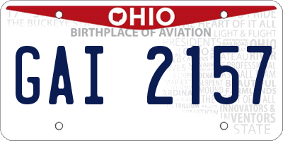 OH license plate GAI2157