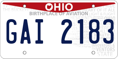 OH license plate GAI2183