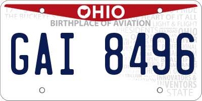 OH license plate GAI8496
