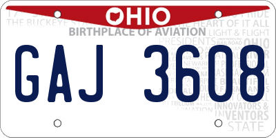 OH license plate GAJ3608