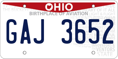 OH license plate GAJ3652