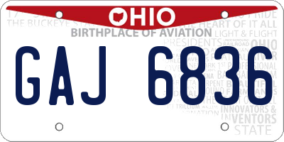 OH license plate GAJ6836