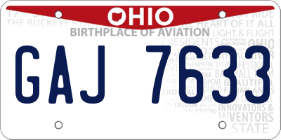 OH license plate GAJ7633
