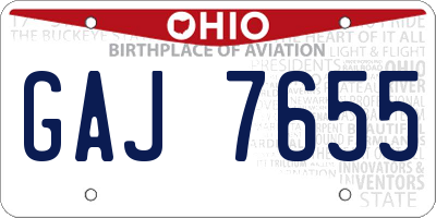 OH license plate GAJ7655