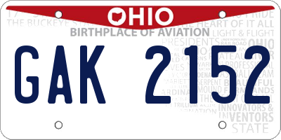 OH license plate GAK2152