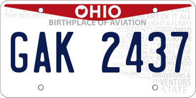 OH license plate GAK2437