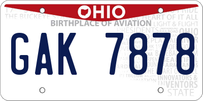 OH license plate GAK7878