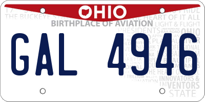 OH license plate GAL4946