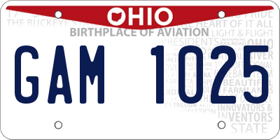 OH license plate GAM1025