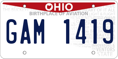 OH license plate GAM1419