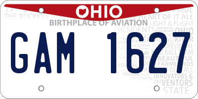 OH license plate GAM1627
