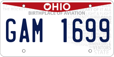 OH license plate GAM1699