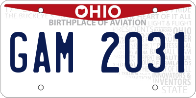 OH license plate GAM2031