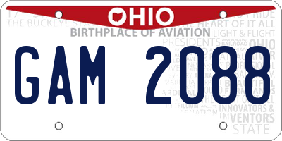 OH license plate GAM2088