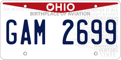 OH license plate GAM2699