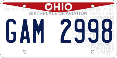 OH license plate GAM2998