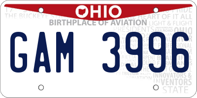 OH license plate GAM3996