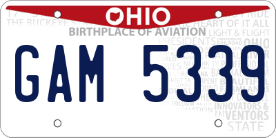 OH license plate GAM5339