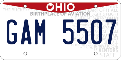OH license plate GAM5507