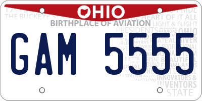 OH license plate GAM5555