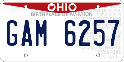 OH license plate GAM6257