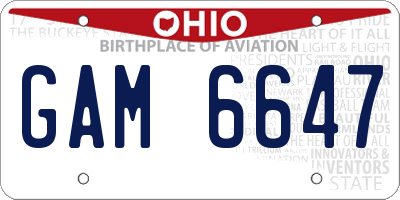 OH license plate GAM6647
