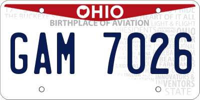 OH license plate GAM7026