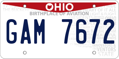 OH license plate GAM7672